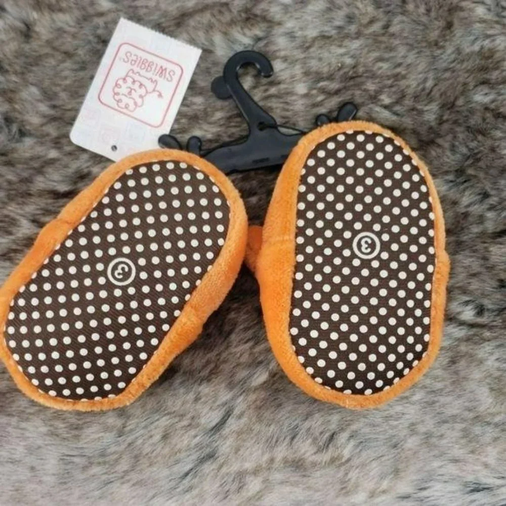 Swiggles Orange Fox plush ears Kids Slippers 12-24‎ Months